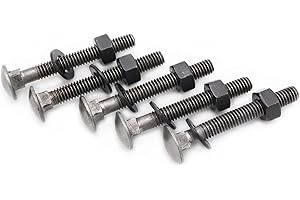 SCXCLY 10 Sets Carriage Bolts Screws, (5/16-18 x 2-1/2") Round Head, Square Neck, with (Hex Nuts & Flat Washers), 8.8 Grade (45#) Steel (Black)