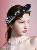 TSHAOUN 3pcs Women Head Scarf Retro Headband Vintage Boho Bow Pattern Wire Wrap view 6