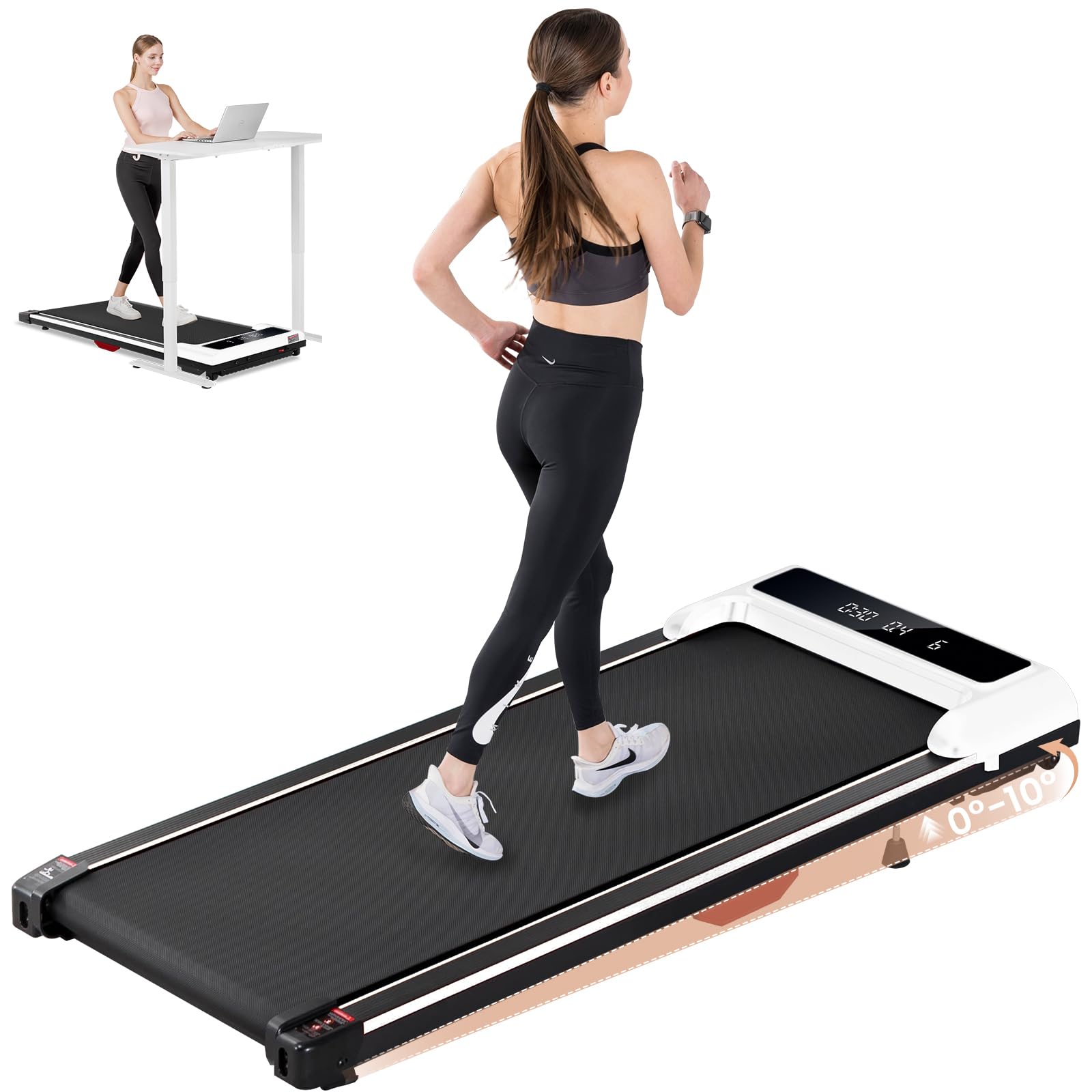 Photo 1 of * PARTS ONLY* 
GTRACING Walking Pad with Incline, Under Desk Treadmill for Home, Portable Treadmill with Remote Control LED Display, 2.5 HP Quiet Walking Pad with APP Shock Absorption Design, 300 Lbs Capacity White
