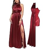 Popilush Wedding Guest Dress Formal Dresses for Women Shapewear Bodycon Fall Long Halter Cocktail Maxi Dress