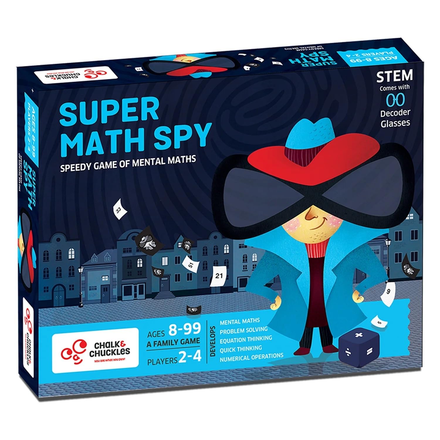 Photo 1 of Chalk & Chuckles Super Math Spy Board Game for Kids Ages 8-12 | Practice Multiplication, Division, Addition & Subtraction | STEM Math Toy for Boys & Girls | Educational Game for Classroom & Family Fun