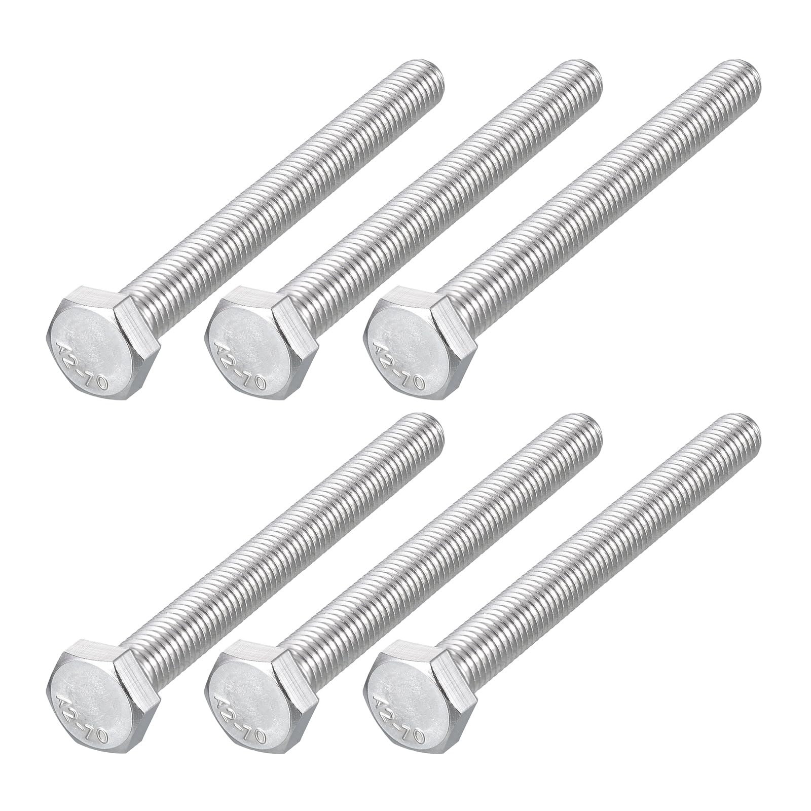 METALLIXITY Hex Bolts (M8-1.25x80mm) 6Pcs, 304 Stainless Steel Coarse Fully Threaded Hex Head Screw Bolt Machine Screws - for Furniture Repair, Silver