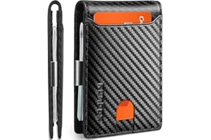 RUNBOX Slim Wallets for Men - Leather Money Clip Mens Wallet - RFID Blocking Front Pocket Bifold Wallet - Minimalist Credit Card Holder with Gift Box