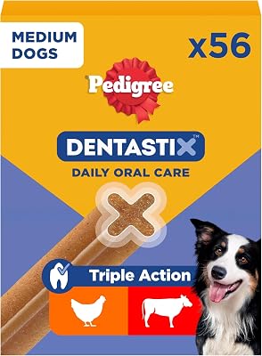 Pedigree dentastix snack odontológico para higiene oral de cães médios (1 embalagem de 56ud)