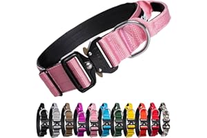 TSPRO Premium Dog Collar with Handle Thick Dog Collar Adjustable Dog Collar Heavy Duty Quick-Release Metal Buckle Dog Collar for Medium to Large Dogs (L- Pink)