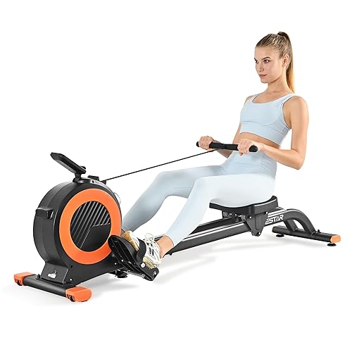 RENESTAR Magnetic Rowing Machine, Rower Machine with 32 Levels of