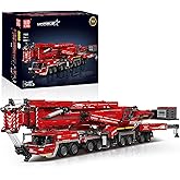 Mould King 17008 Crane Construction Set, Red LTM 11200 Crane Truck Model with 20 Motors & App Control, Heavy Duty Truck Build
