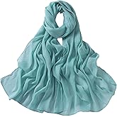 HURESON Women Hijab Chiffon Head Scarf Lightweight Shimmer Scarves Crepe Wedding Shawls and Wraps for Evening Dresses Shiny