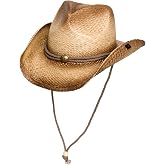 Peter Grimm Straw Round Up Cowboy Hat &ndash; Stylish and Versatile Straw Hat for Men and Women - One Size