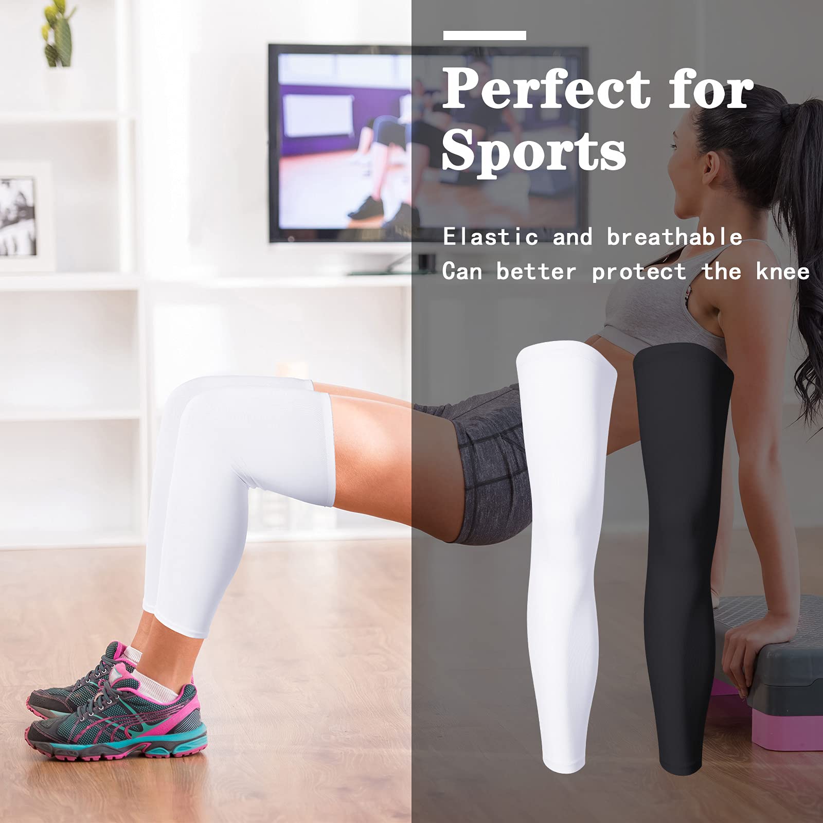 Skylety Compression Leg Sleeve Full Length Leg Sleeves Sports Cycling for Men Women, Running, Basketball