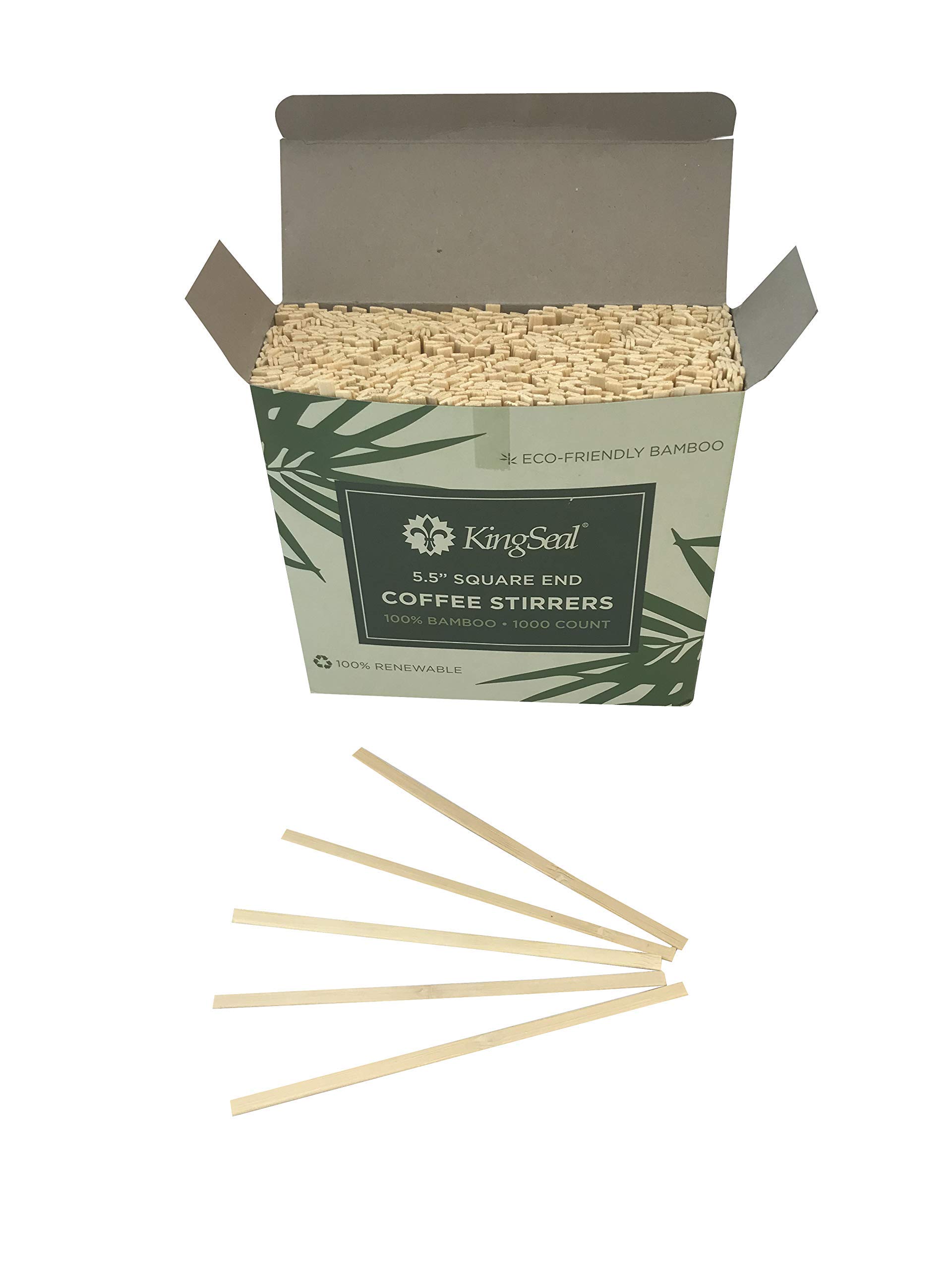 KingSeal Birch Wood Coffee Stirrers, Square End, 5.5 inch - www.