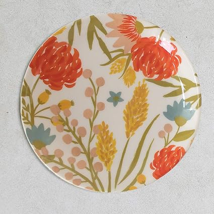 Cyahi - Carnations - Wall Plates Ceramic Decor with Hook for Hanging. 7 Diameter