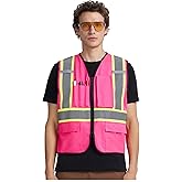 A-KSAFETY High Visibility Safety Vest for Men Women with Pockets and Zipper