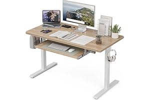 Grandder Standing Desk with Keyboard Tray 47 x 24 inch, Electric Height Adjustable Sit Stand Up Desk with Splice Board, for H