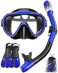 Vengreedo Snorkel Set with Fins, Adult Dry Top