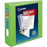 Avery Heavy-Duty View 3 Ring Binder, 3" One Touch EZD Rings, 670-Sheet Capacity, 3.5 Inch Wide Spine, Great for Home, School Supplies, Office, or Organization Needs, 1 Chartreuse Binder (79779)