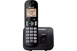 Panasonic Cordless Phone, 1.6" Backlit Display, Call Block, Speakerphone, 10 Hours Talk Time, 1 Handset - KX-TGC200B (Black)