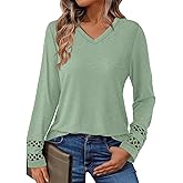 GKBK Women’s Long Sleeve V Neck Tunic Top Casual Dressy Blouse Business Loose Fit Trendy 2025 Fall Outfits