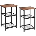Lifewit Set of 2 Nightstand End Side Table Coffee Bedside Table Desk with Adjustable Feet, 3 Tier Storage Shelf Rack for Living Room Couch Sofa Bedroom Balcony Home Office, Sturdy and Easy Assembly