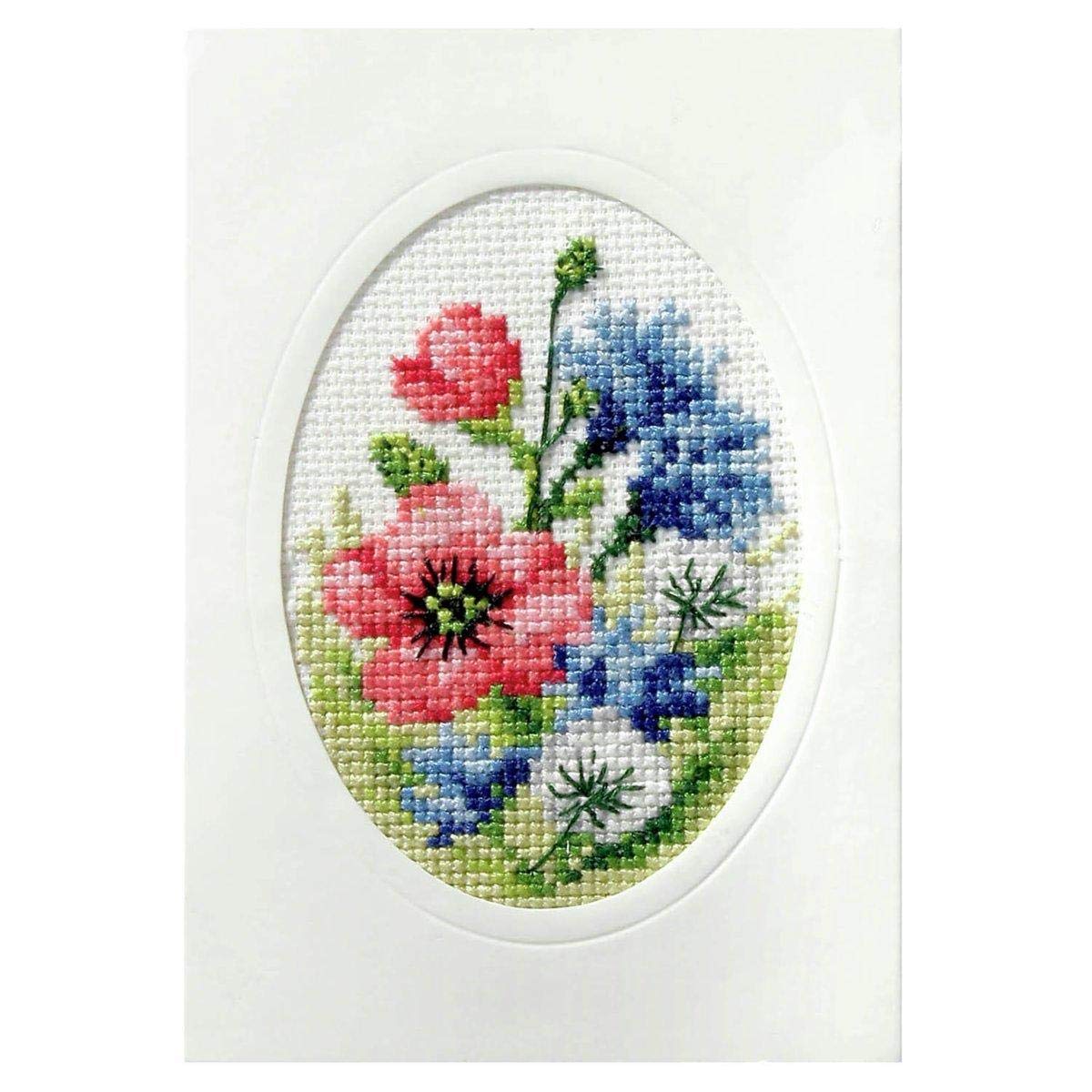 Orchidea Poppies - Printed Cross Stitch Card Kit