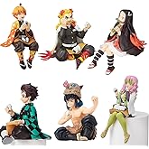 MLDVQJV 6Pcs Demon Anime Figures Set, Slayer Characters for Anime Fans (Rice Ball)