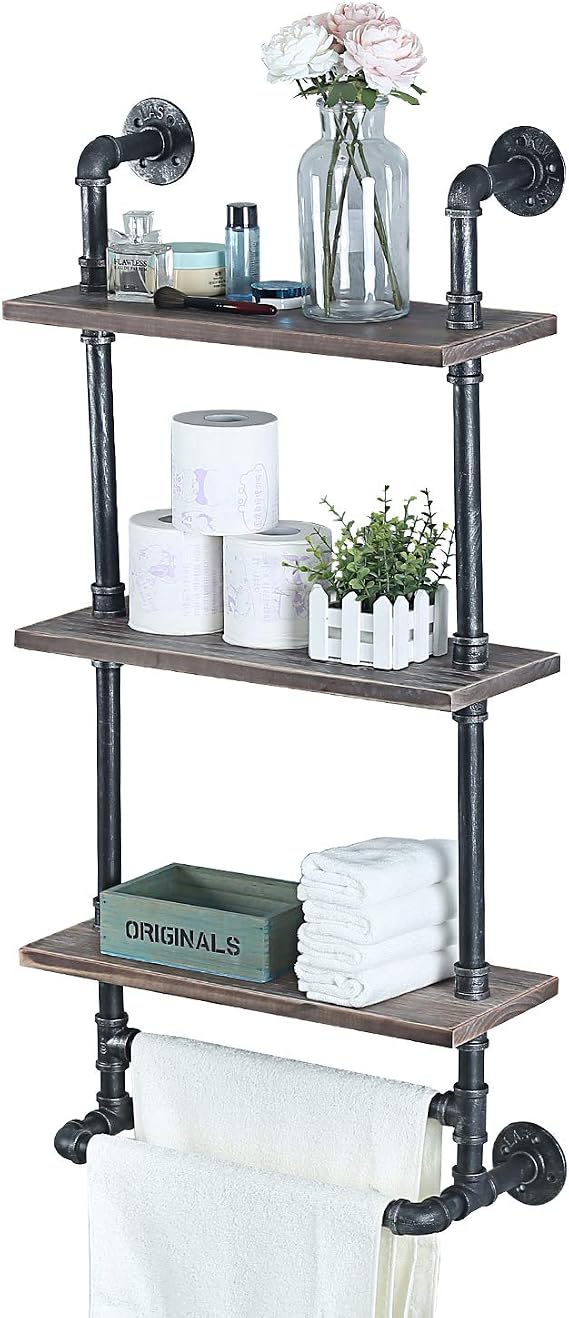 MBQQ 3 Tier Industrial Pipe Bathroom Shelves