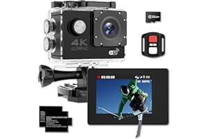 ADOSTOB Action Camera 4K 30fps, 30m/98ft Underwater Cameras, Ultra HD 170° Wide Angle Waterproof Camera with APP, Sports Cameras with 2 Batteries, 32G SD Card， Mounting Accessories Kit