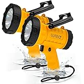 LUTEC 2 Pack Rechargeable Spotlight Flashlight 1000000LM Super Bright, IP67 Waterproof Rechargeable Spotlights Handheld with 4 Modes Search Light with Foldable Stand and Red Light Filter (Orange)