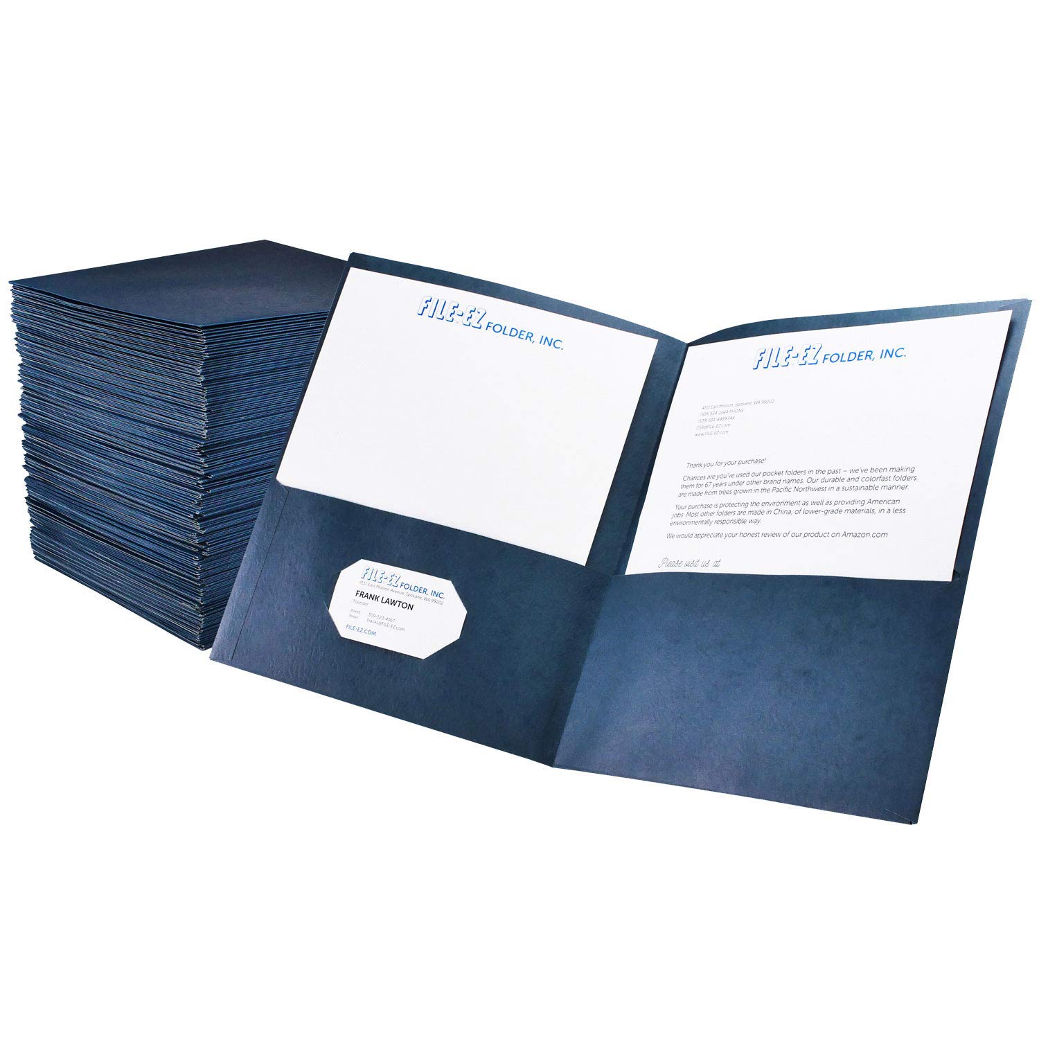 Two-Pocket Size (EZ-32423) 125-Pack, FILE-EZ Textured Folders, Paper,  Letter Blue, Dark