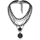 MJartoria Layered Necklaces for Women Trendy Retro Coin Pendant Necklace Dainty Chunky Chain Necklaces for Jewelry Birthday Gifts