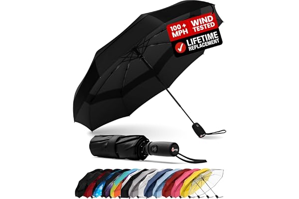 Repel Windproof Travel Umbrella - Compact & Withstands Winds up to 100MPH, Strongest Premium Auto Folding Umbrella for Rain a