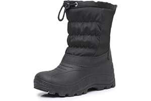 Apakowa Boys Girls Winter Snow Boots – Waterproof Insulated Cold Weather Boots with Side Zipper, Drawstring Closure & Anti-Slip Sole