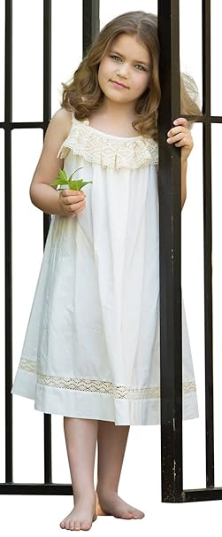 Strasburg Children Girls Beach Dress Summer Dresses Lace White Ivory Flower Girl
