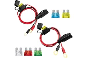 REMOLEAN 2 Pack Wire Harness Compatible with NOCO GC008 X-Connect and GC002 X-Connect, M10 (3/8in) and M6 (1/4in) XL Eyelet Terminal Connector, Contains 5 Fuses (10A, 15A, 20A, 25A, 30A)