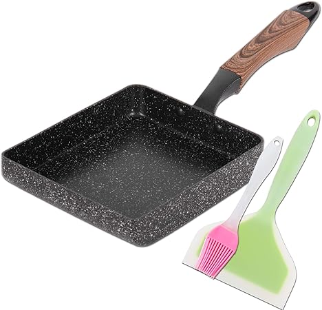 ROCKURWOK Omelette Pan， Tamagoyaki Japanese Egg Pan, 7” x 6”, Nonstick Retangle Small Frying Pan, Black