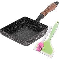 ROCKURWOK Omelette Pan， Tamagoyaki Japanese Egg Pan, 7” x 6”, Nonstick Retangle Small Frying Pan, Black