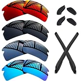 MYCOURAG 4 Pairs Replacement Lenses for Oakley Flak 2.0 OO9295 Sunglasses - Solid Black+Titanium+Ice Blue+Fire Red