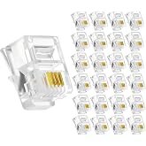 Bruislard RJ11 Connectors RJ11 6P4C Connectors Phone Line Connector | Telephone Modular Plug Telephone Line Cable Wire Male Plug Phone Jack Adapter Crimp (25 Pieces Pack)