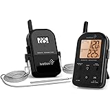 Ivation Long Range Wireless Thermometer - Dual Probe - Remote BBQ, Smoker, Grill, Oven, Meat Thermometer - Monitors Food From Up To 300 Feet Away(Black)