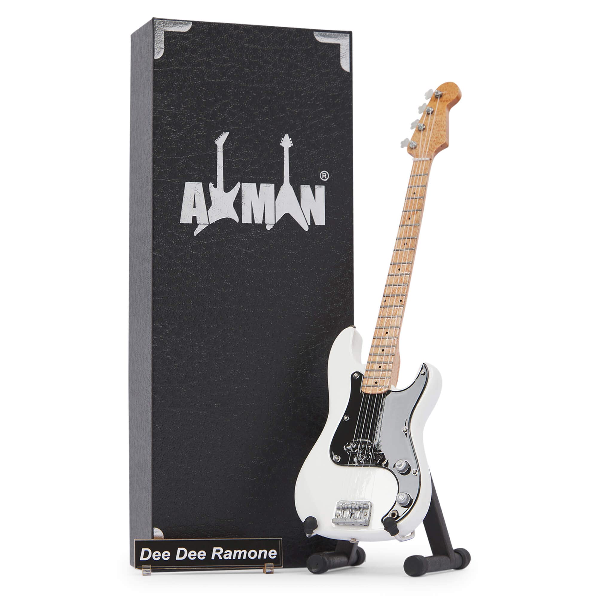 Dee Dee Ramone (Ramones): Bass - Miniature Guitar Replica - Music Gifts - Handmade Ornamental 1/4 Scale - Includes a Display Box, Name Tag and Miniature Guitar Stand