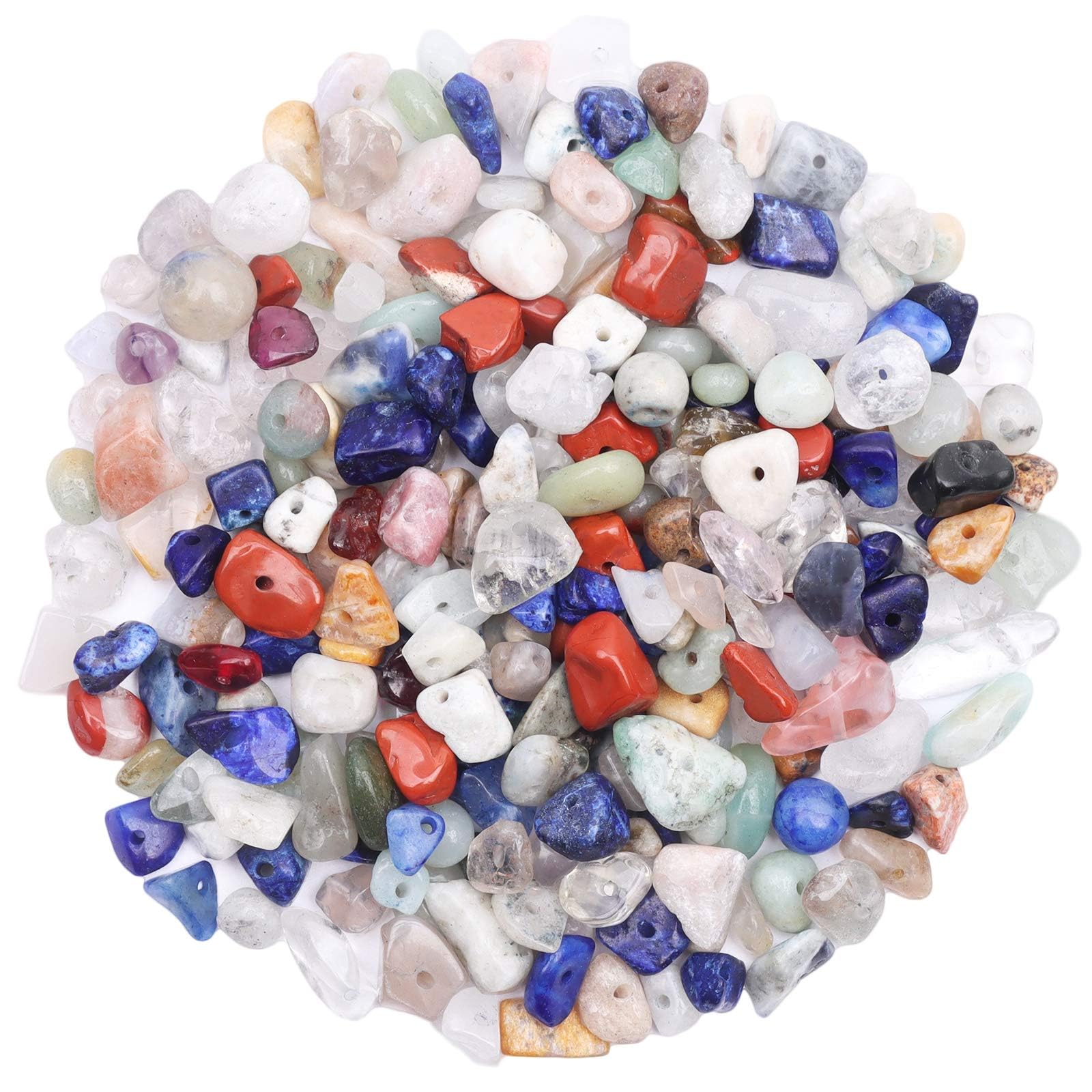 500Pcs Mix Colors Crystals Chips, 5-8mm Gemstone Beads, Irregular Natural Crystal Beads for Jewellery Making, Drilled Tumbled Chips for Bracelet Making — image 1