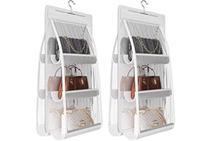Space Saving Hanging Purse Organizer 6 Pockets Closet Wardrobe Handbag Pocketbook Storage