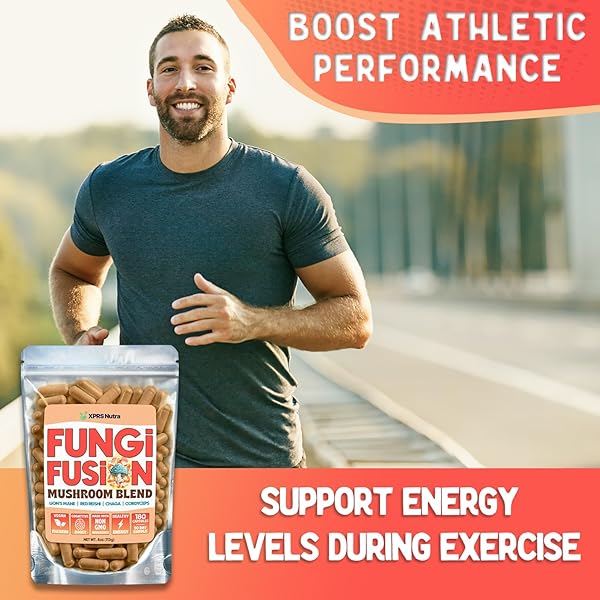 XPRS NUTRA FUNGI FUSION MUSHROOM BLEND CAPSULES – 180 COUNT (90 DAY SUPPLY) PREMIUM BLEND OF LION’S MANE, REISHI, CHAGA, CORDYCEPS CAPSULES TO SUPPORT MENTAL CLARITY, COGNITION, ENERGY AND IMMUNITY