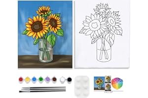 VALLSIP Canvas Painting Kits Pre Drawn Canvas for Painting for Adults Paint and Sip Party Supplies Stretched Canvas to Paint Games Ladies Night Flowers Butterfly Art Set Anniversary Dating Game