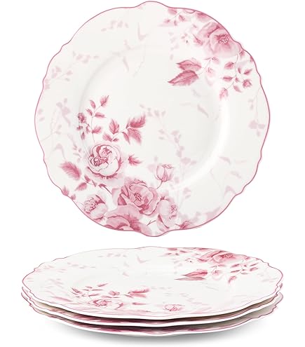 Pfaltzgraff Mission Flower 8.25 Inch Salad Plate, Rust Band, White