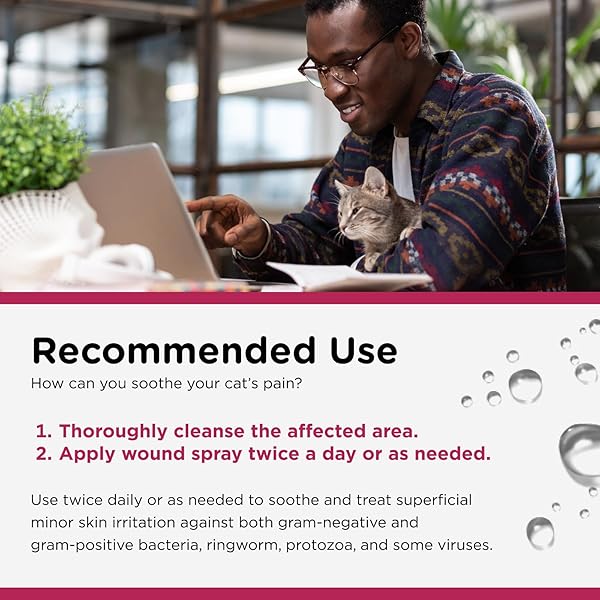 NUTRI-VET ANTIMICROBIAL WOUND SPRAY FOR CATS, CAT WOUND CLEANSER WITH ALOE AND VITAMIN E, HELPS SKIN CARE AND REDUCE PAIN, KITTEN SUPPLIES, 4 OZ