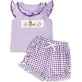 Nibbcoa Toddler Baby Girl Mardi Gras Outfit Mask Embroidery Flutter Sleeve T Shirt Ruffle Shorts 2 Piece Carnival Clothes Set