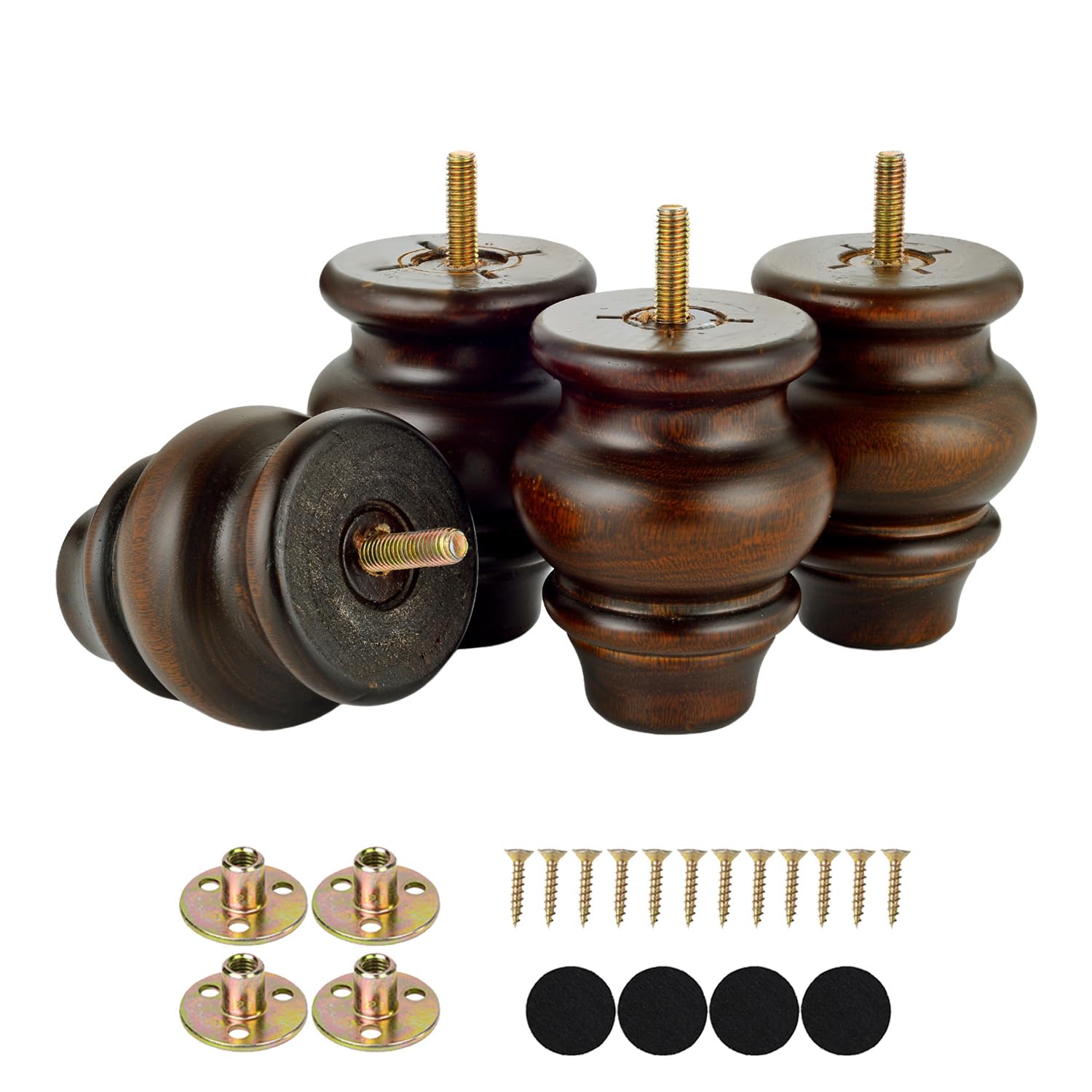 Photo 1 of Michanco 3 Inch Furniture Feet Wood Bun Feet Set of 4 Ottoman Couch Sofa Replacement Legs