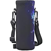 RICHEN Neoprene Water Bottle Carrier Bag with Adjustable Shoulder Strap,Insulated Water Bottle Cover for Stainless Steel/Glass/Plastic Bottles