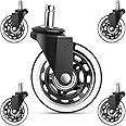 Gamma Office Chair Wheels Black, Pack of 5, 7/16 x 7/8 Inch – Heavy Duty Chair Wheels Replacement for Scratch-Free, Smooth & 